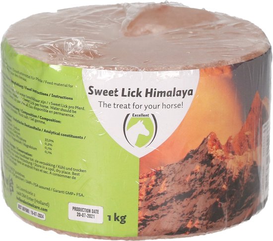 Excellent Sweet Lick Himalaya – 1 kg - Liksteen voor paarden – Voorkomt verveling – Zoutsteen – Natuurproduct uit de Himalaya