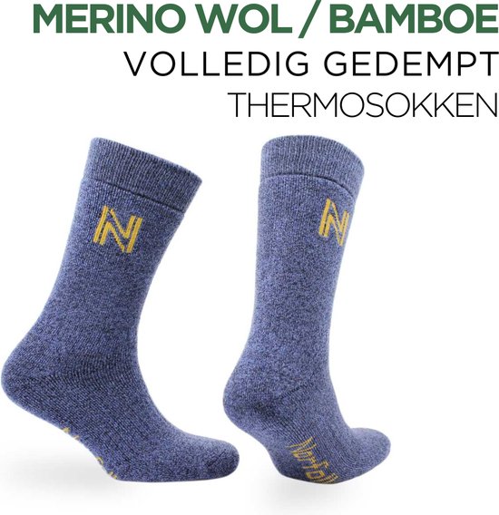 Norfolk - Wandelsokken - Merino wol en Bamboe Mix - Thermische Zacht en Warme Outdoorsokken - Merino wol sokken - Sokken Dames - Sokken Heren - Wollen Sokken - Blauw - Maat 39-42 - Gabby