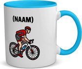 Akyol - wielrenner met je eigen naam koffiemok - theemok - blauw - Wielrennen - sport liefhebbers - mensen die houden van wielrennen - verjaardagscadeau - verjaardag - cadeau - kado - geschenk - gift - 350 ML inhoud