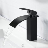Robinet de salle de bain cascade noire, robinet de lavabo de salle de bain noir, robinet de baignoire monocommande avec hauteur de bec 232 mm, mitigeur de lavabo noir mat
