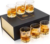 Whiskyglazenset, loodvrij kristallen whiskyglas, unieke cadeau-ideeën voor man, opa, vader, vriend, stijlvolle geschenkdoos, set van 4, 300 ml