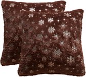 Set de 2 coussins de Noël 45 x 45 cm, coussin douillet, coussin décoratif, coussin de canapé, coussin décoratif pour canapé, salon, chaises (marron foncé)
