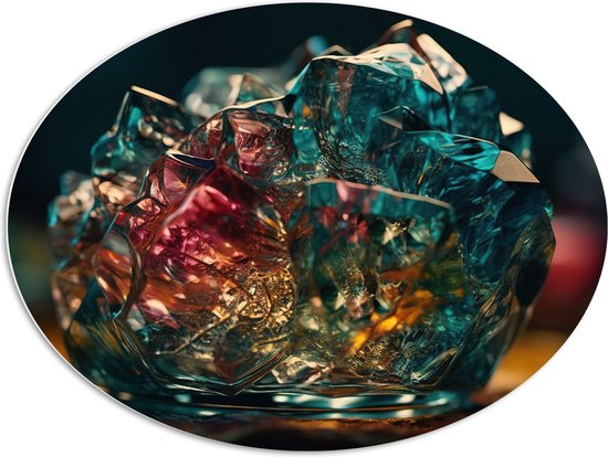 PVC Schuimplaat Ovaal - Kristal - Glas - Kleuren - 96x72 cm Foto op Ovaal (Met Ophangsysteem)