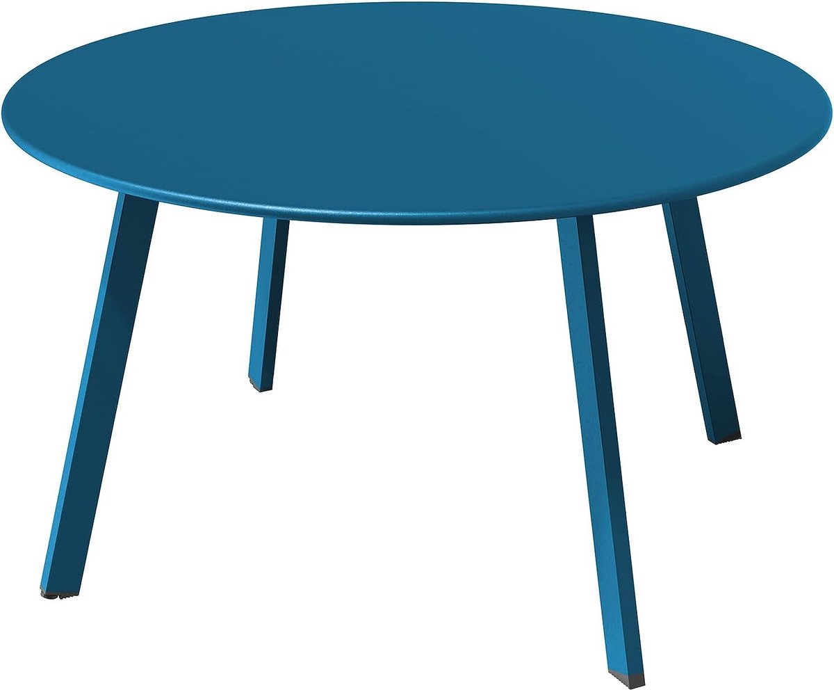Salontafel, bijzettafel, balkontafel, premium staal, eenvoudige montage, buitentafel voor buiten, binnen, woonkamer, kantoor (blauw)