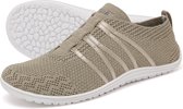 Somic Barefoot Schoenen - Instappers - Gymschoenen Zaalschoenen - Sportschoenen Sneaker - Ademend Knit Mesh - Platte Zool - kaki - Maat 42