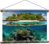 Textielposter - Eiland - Bomen - Zand - Koraal - Zee - Oceaan - 60x40 cm Foto op Textiel