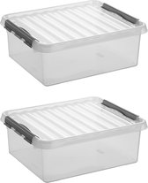 Sunware - Boîte de rangement Q-line 25L - Set de 2 - Transparent/gris