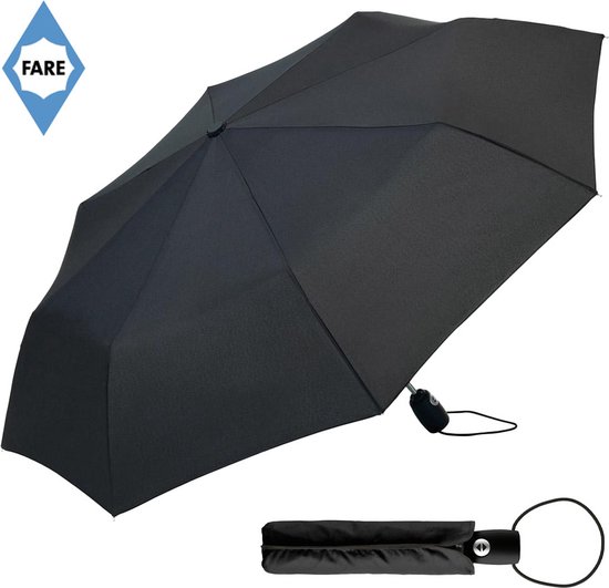 Fare Mini Paraplu - AOC - Automatisch openen en sluiten - Windproof - Ø97 cm - Polyester/Kunststof/Staal - Zwart