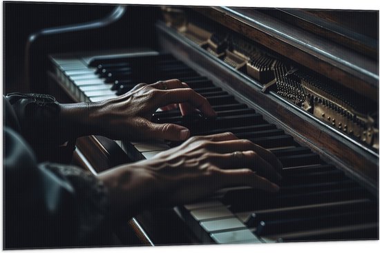 Vlag - Piano - Muziek - Handen - 105x70 cm Foto op Polyester Vlag
