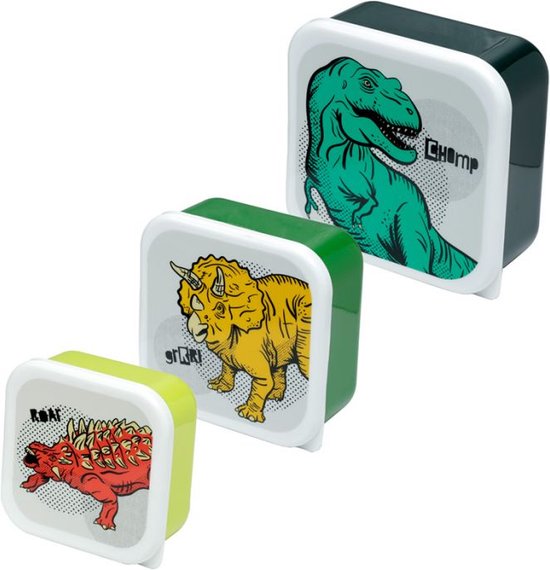 boîte à lunch puckator dinosaure , ensemble de 3 pièces
