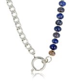 My Bendel - Unieke zilveren ketting met Sodalite edelstenen - Unieke zilveren ketting met Sodalite edelstenen - Met luxe cadeauverpakking