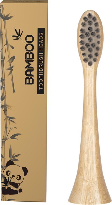 Têtes de brosse de brosse en Bamboe Sonicare pour Enfants | 8 pièces | Noir | Breveté Bio à l'intérieur, Bamboe à l'extérieur