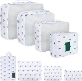 Packing Cubes Kofferorganizer, 8 stuks, kofferorganizer, pakzakken, pakzakken met schoenenzak, waszak, reisorganizer, kledingtassen voor rugzak (wit)
