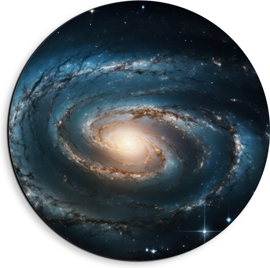 Dibond Muurcirkel - Galaxy - Sterren - Kleuren - 40x40 cm Foto op Aluminium Muurcirkel (met ophangsysteem)