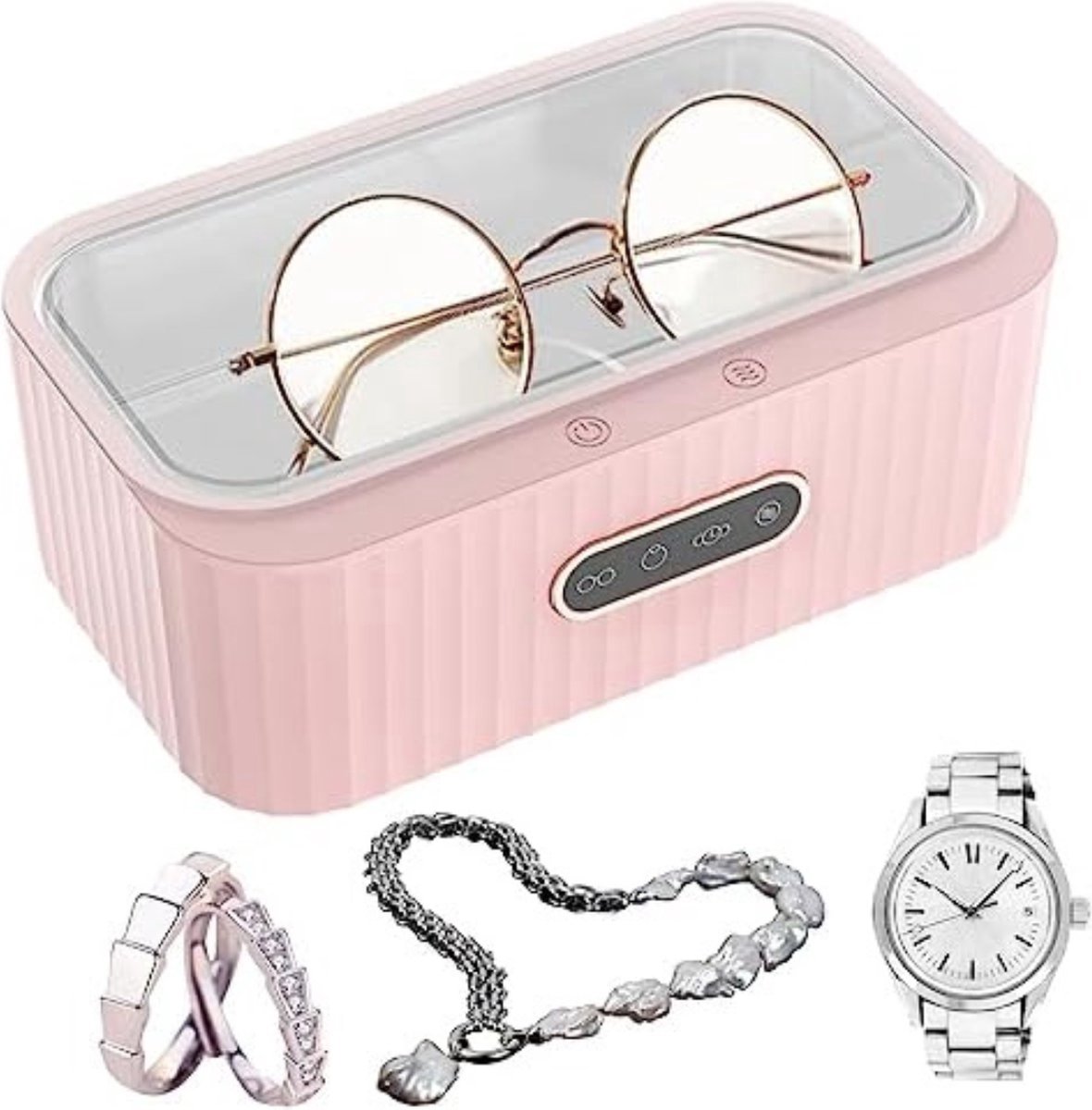 Ultrasonic Cleaner - Ultrasoon Reiniger - Ultrasoon Reinigingsapparaat - Ultrasoon Reiniger voor Brillen - Roze - 400ml