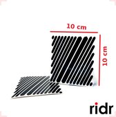 Zwarte reflecterende stickers | RIDR STROKEs | Fiets, bakfiets, helm, buggy, auto