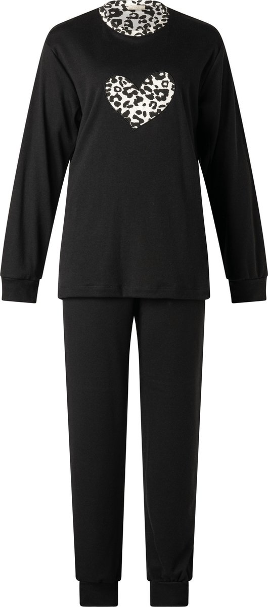 Lunatex dames pyjama interlock - Panter hart - zwart Zwart, panter hart
