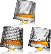 Old Fashioned Whiskyglazen, 3-delige set, handgeblazen kristal, premium loodvrije whiskyglazen, cadeau voor mannen, voor scotch, bourbon, cognac en cocktails, 160 ml (3-delig)