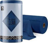 Microvezel-reinigingsdoeken, 75 stuks per rol, afscheurbare poetsdoeken, herbruikbare pluisvrije doeken voor auto, keuken en huis, 30 x 30 cm, marineblauw