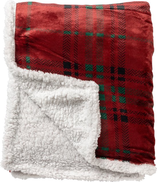 CARLTON - Plaid 150x200 cm - Rouge - Décoration de Noël
