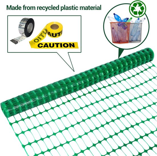 horizont Begrenzungszaun FIX, mobiele omheining 20 m lang, 120 cm hoog, ideaal voor grote huisdieren, hondenhek, camping, tuinnet, incl. 12 palen, afscheidingsscherm, stekenzaun, uitloop voor honden