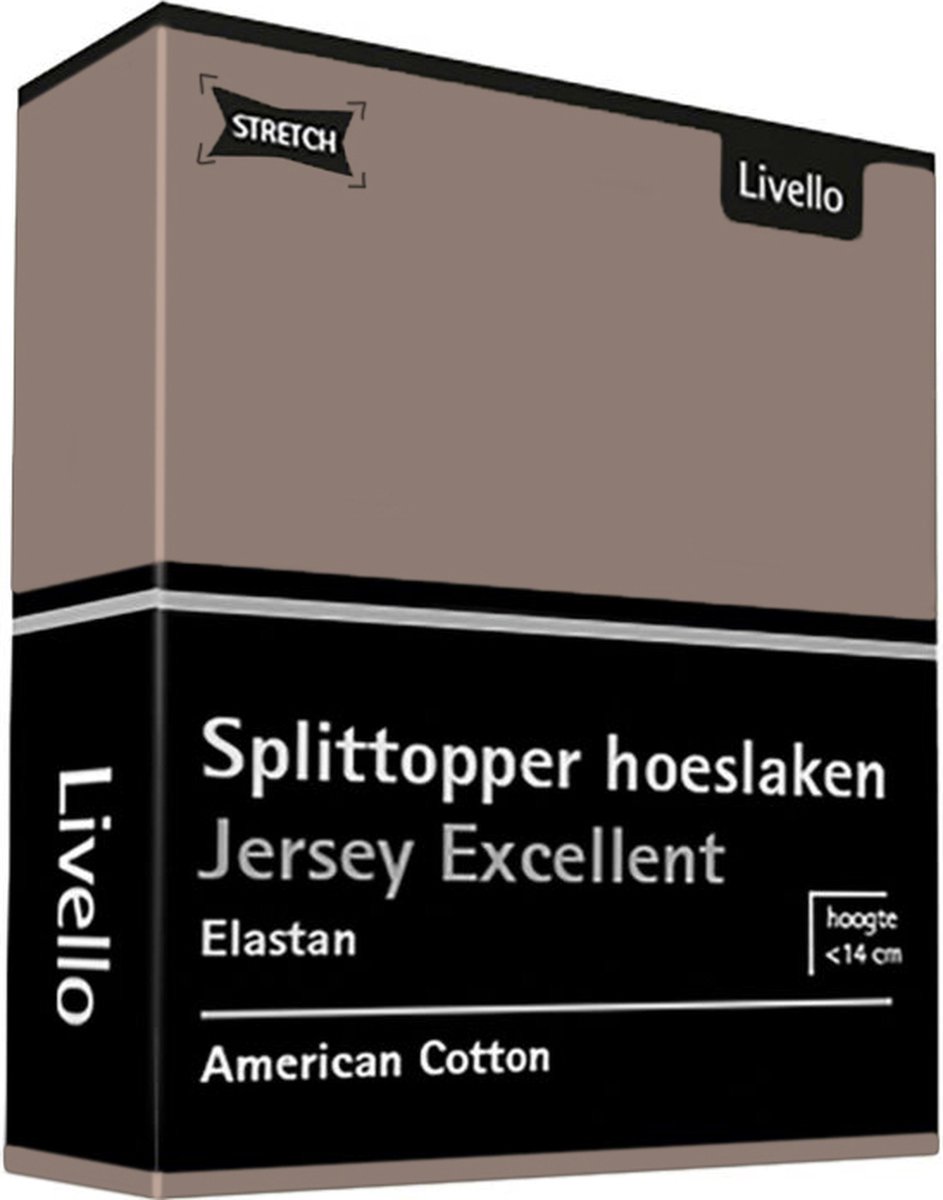 Livello Hoeslaken Splittopper Jersey Excellent Taupe 250 gr 180x200 t/m 200x220