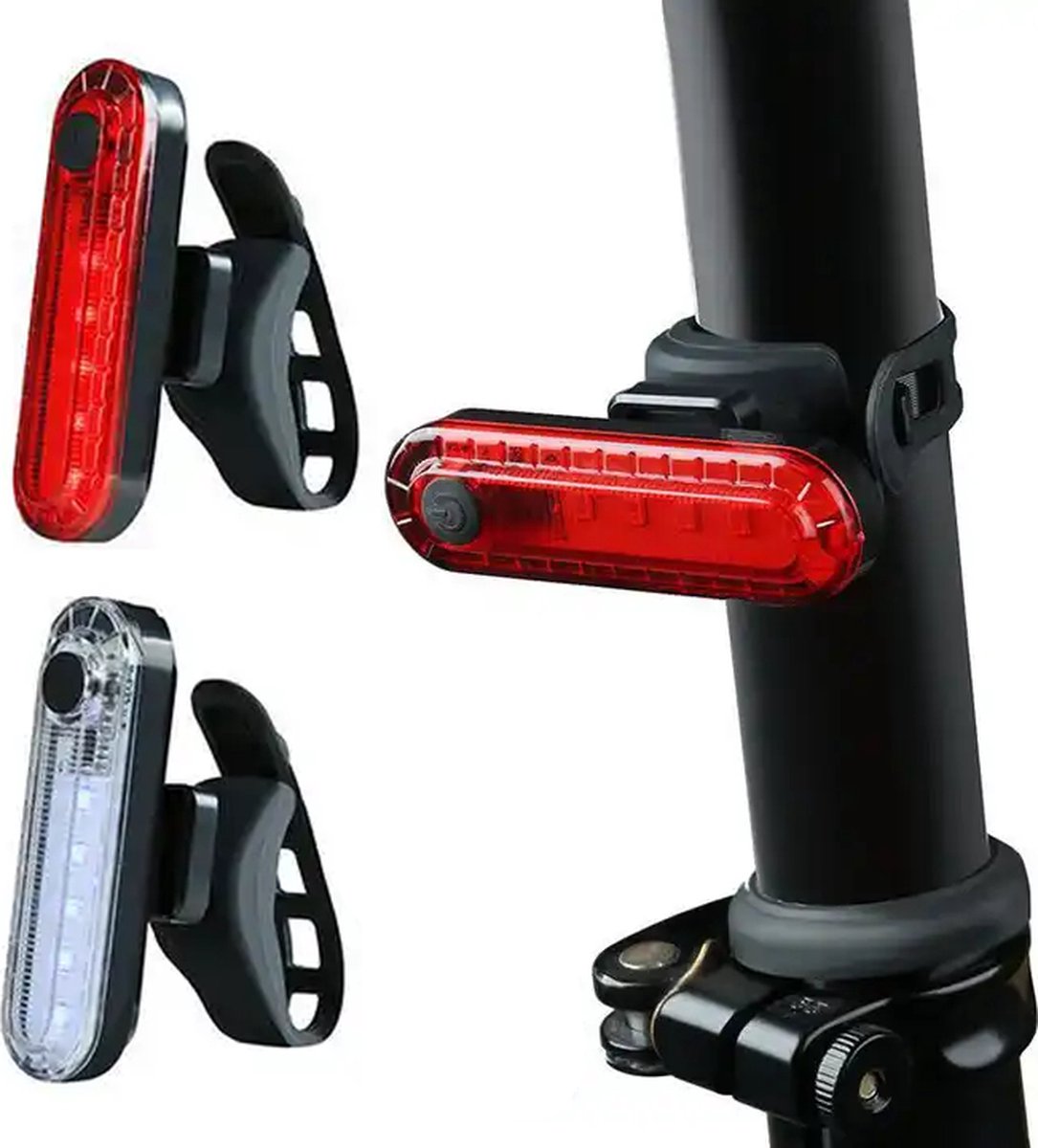 Pro Sport Lights Voorlicht + Achterlicht 50 Lumen Fietsverlichtingsset - Rood + Wit Fietslamp