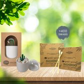 Coton-tige en Bamboe (400 pièces) avec support en coton-tige | Q-tips biodégradables | Respectueux de l'environnement | Durable