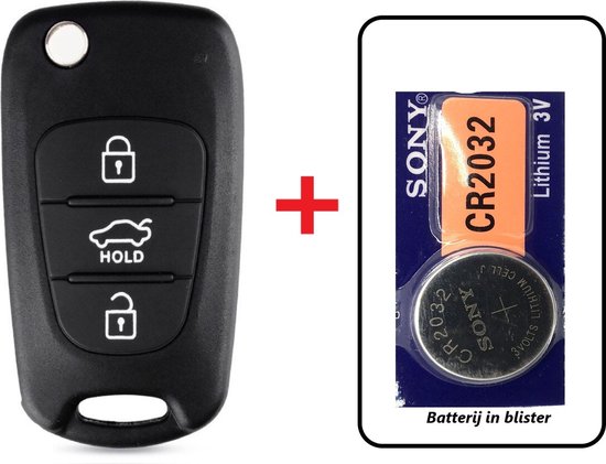 Clé de voiture 3 boutons + Batterie Energizer CR2032 adaptée pour clé  Hyundai (O3B) /