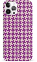 xoxo Wildhearts When In Paris Purple - Single Layer - Hardcase hoesje geschikt voor iPhone 12 Pro hoesje - Paars hoesje - Hoesje geruit geschikt voor iPhone 12 Pro - Paarse case geschikt voor iPhone 12 Pro case - paars / beige
