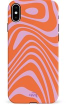 xoxo Wildhearts Boogie Wonderland Orange - Single Layer - Hard case geschikt voor iPhone X / Xs hoesje - Golven print hoesje oranje - Beschermhoes shockproof case geschikt voor iPhone X / Xs hoesje - Hoesje met golven print oranje