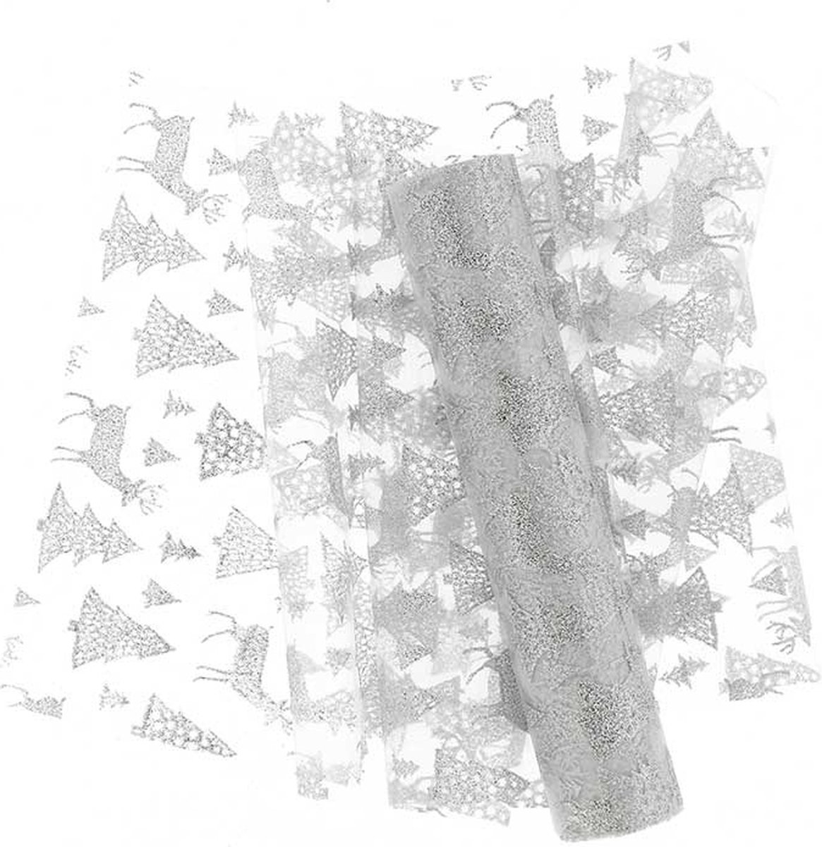 Unique Living - Decofabric Glitter Forest - 28x300cm - Silver