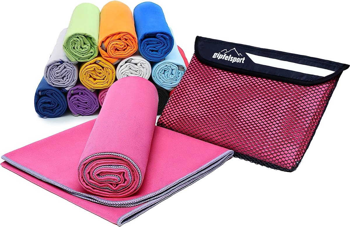 Microvezel handdoek, voor sauna, fitness en sport - strandhanddoek, sporthanddoek - 80x40cm - Fuchsia