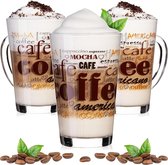 PLATINUX Koffieglazen met motief max. 350 ml set 3-delig van glas latte macchiato glazen met handvat cappuccino glazen4