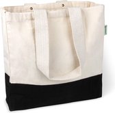 Stijlvolle ruime draagtas | met binnenzak, ritssluiting en grote bodem | katoenen tas | handtas | boodschappentas | zeildoek materiaal