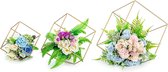 Set van 3 bloemenvazen voor op tafel, metalen zeshoekige bloemenstandaard, middenstukken voor bruiloftstafels, geometrische bloemenstandaard voor kerstfeest-verjaardagsdecoratie, gouden bloemenplankvaas