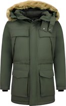 Enos Parka Jacket Hommes - Avec Col En Fourrure - Vert Hommes Veste D'hiver Hommes Veste Taille XL
