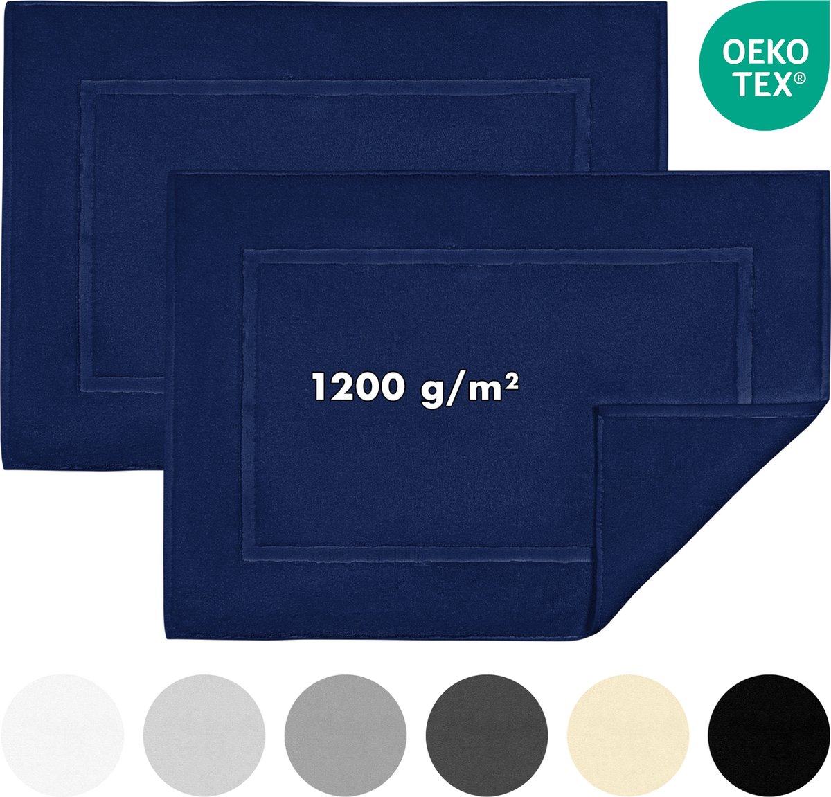 Jacobson - Badmat 50x80 cm - set van 2 - Douchemat - Vloermat - Donkerblauw