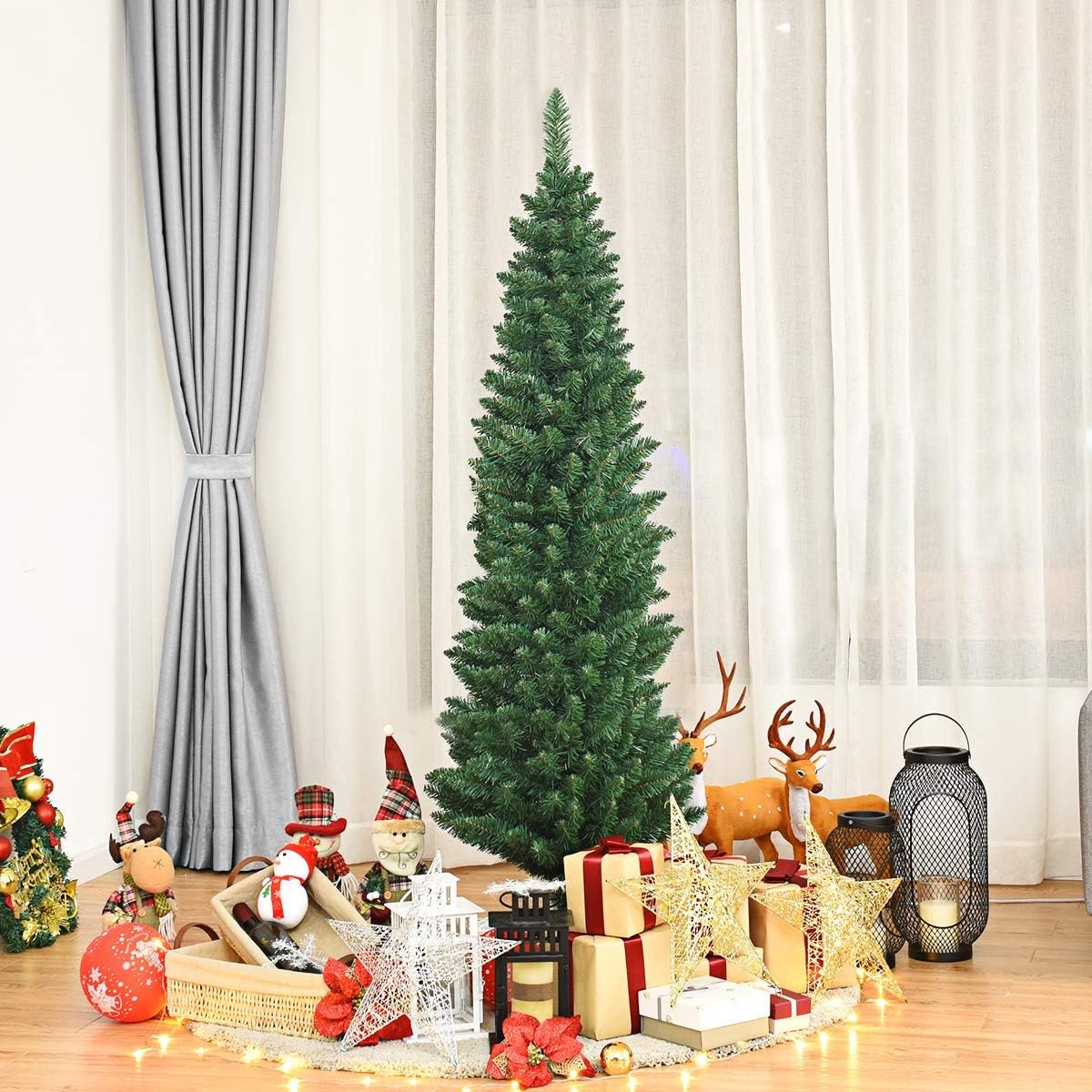 150 CM Kerstboom, Premium PVC Naalden, Kunstmatige Kerstboom, met Stevige Metalen Standaard, Onverlichte Kerst Dennenboom, 220 Takken, Ideaal voor Thuis, Kantoor, Winkels en Hotels, Groen