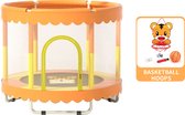 IKIDO Trampoline pour enfants - Avec couverture de sécurité rembourrée - Filet de sécurité verrouillable - Jouets d'intérieur et outdoor - Rond - Jusqu'à 100kg - 150cm