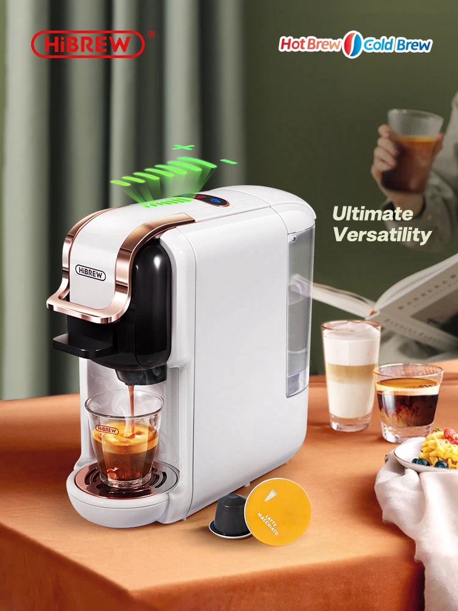 1PC Hibrew Coffee Machine hot&cold 4 in 1, compatible with multi capsules,  19 Bar. For Dolce Gusto and Ground Coffee H1A