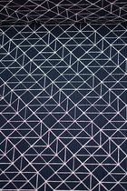 Tetra donkerblauw met abstracte print 1 meter - modestoffen voor naaien - stoffen