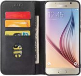 Smartphonica Samsung Galaxy S6 kunstleren hoesje met magnetische sluiting en pashouders book case - zwart / Kunstleer / Book Case geschikt voor Samsung Galaxy S6