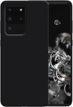 Smartphonica Siliconen hoesje voor Samsung Galaxy S20 Ultra case met zachte binnenkant - Zwart / Back Cover geschikt voor Samsung Galaxy S20 Ultra