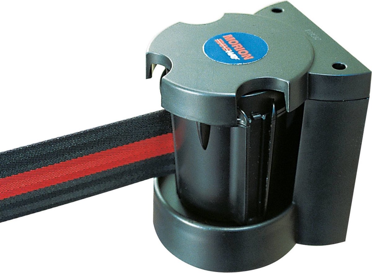 Morion wandcassette met uittrekbaar lint, zwart rood 3 meter