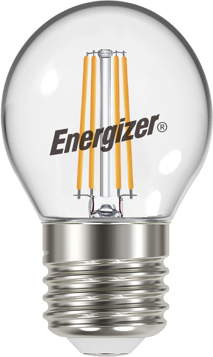 Energizer energiezuinige Led filament kogellamp - E27 - 5 Watt - warmwit licht - dimbaar - 5 stuks