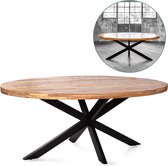 Zita Home Table à manger Thom - 260 cm ovale - 110 cm de large - marron - bois massif - pied croisé en métal