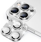 Screenz® - Camera lens protector geschikt voor iPhone 15 Pro / 15 Pro Max glitter zilver - Screenprotector - Beschermglas - Glasplaatje geschikt voor iPhone 15 Pro / 15 Pro Max