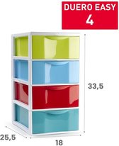 Plasticforte Ladeblokje/bureau organizer met 4x lades - multi kleuren - L18 x B25 x H33 cm