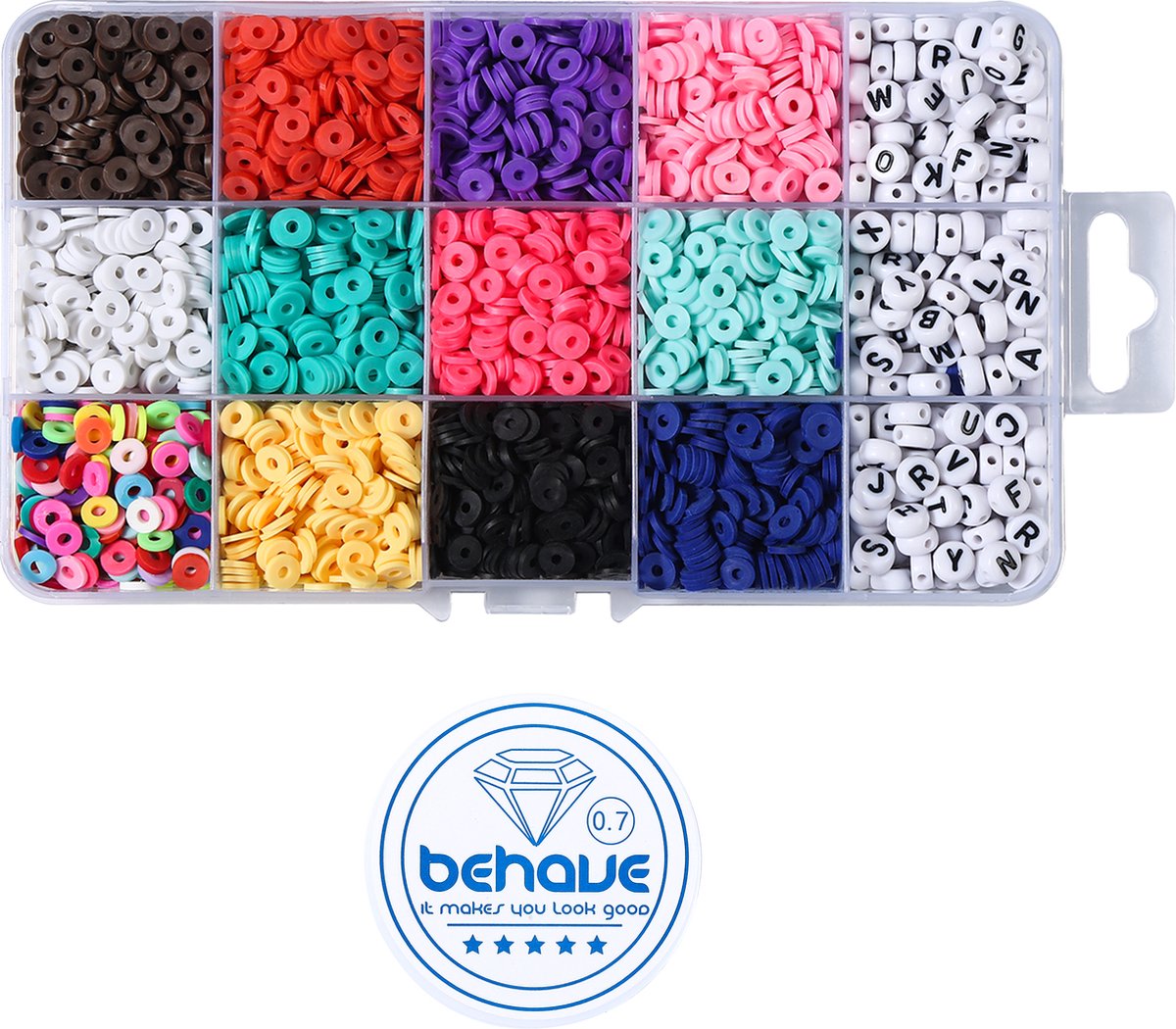 Behave Katsuki kralen set 6mm – 4000 stuks – kralenset met letterkralen en rijgdraad